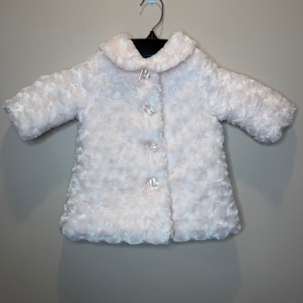 NWD Calvin Klein Jeans Baby Girls Pink Faux Fur Coat Jacket 3-6M Months Newborn